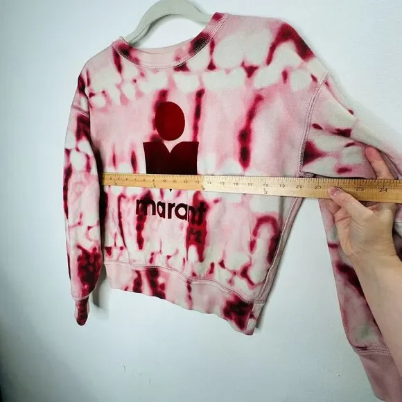 Isabel Etoile Marant Red Pink Tie Dye Velour Graphic Logo Long Sleeve Sweatshirt - Picture 12 of 13